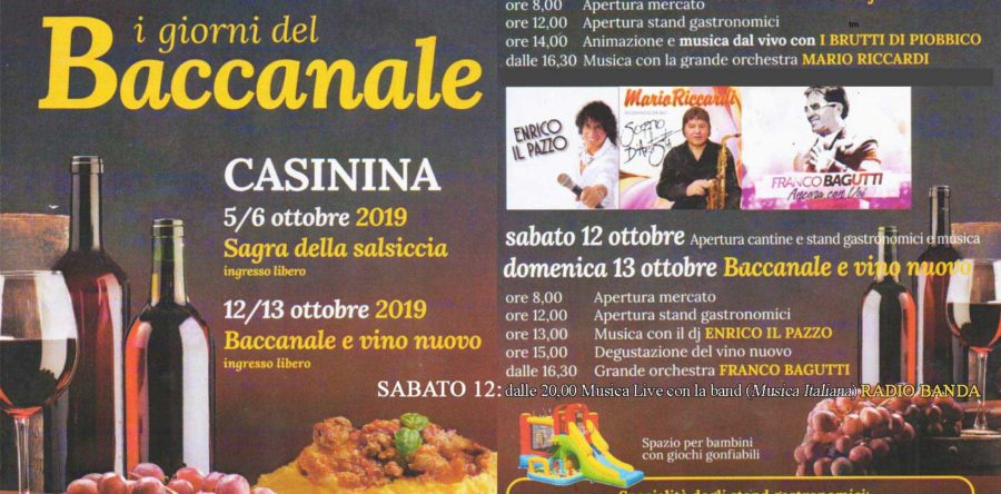 I GIORNI DEL BACCANALE 2019